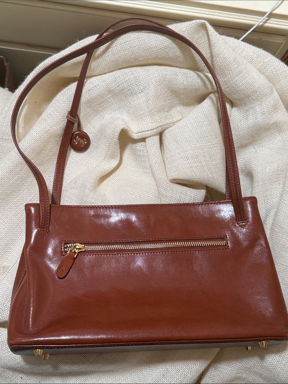 Monsac Original Classic Brown Leather Shoulder Bag 💼 double strap